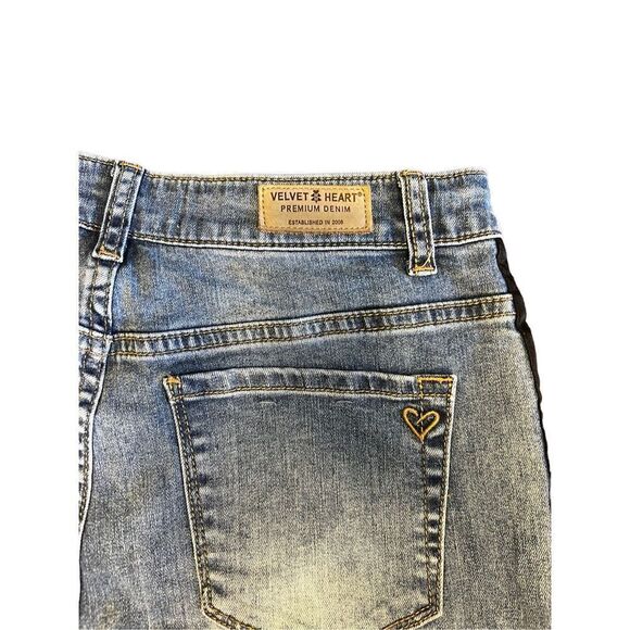 Velvet heart denim Louie high rise straight crop tuxedo striped raw hem Jeans 27 - Picture 3 of 9